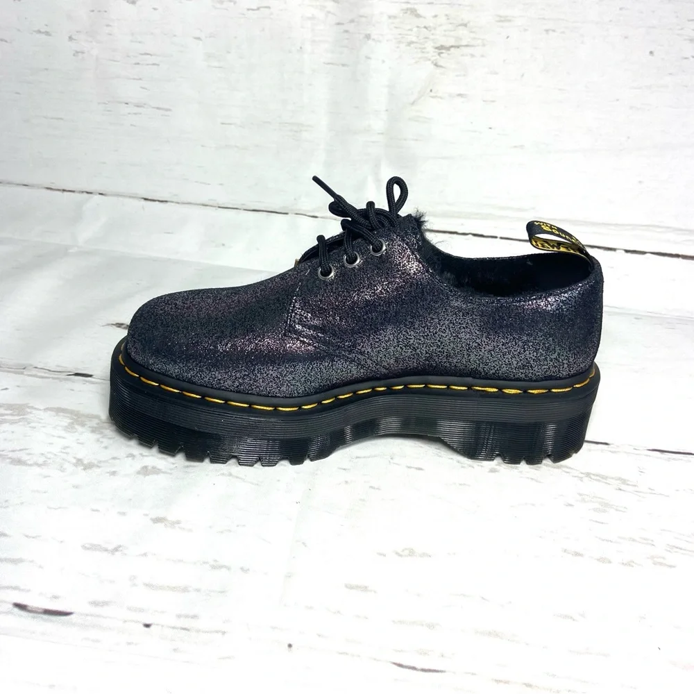 Dr Martens Shoes Women’s 10 Black 1461 Quad FL Platform Oxford‎ Glitter